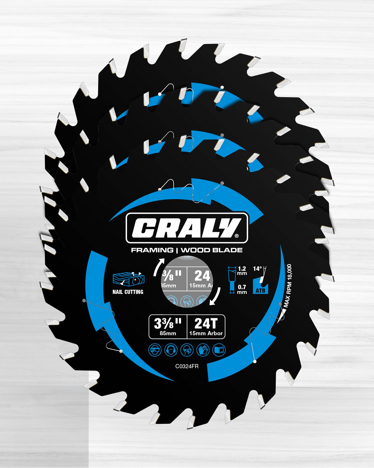 Wood — 3-3/8" 24T, Arbor 15mm