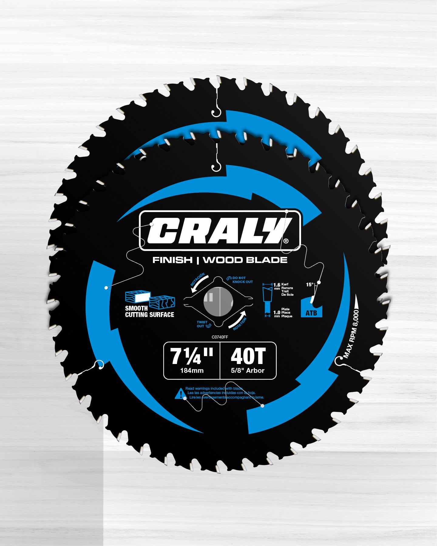 Wood — 7-1/4" 40T, Arbor 5/8"