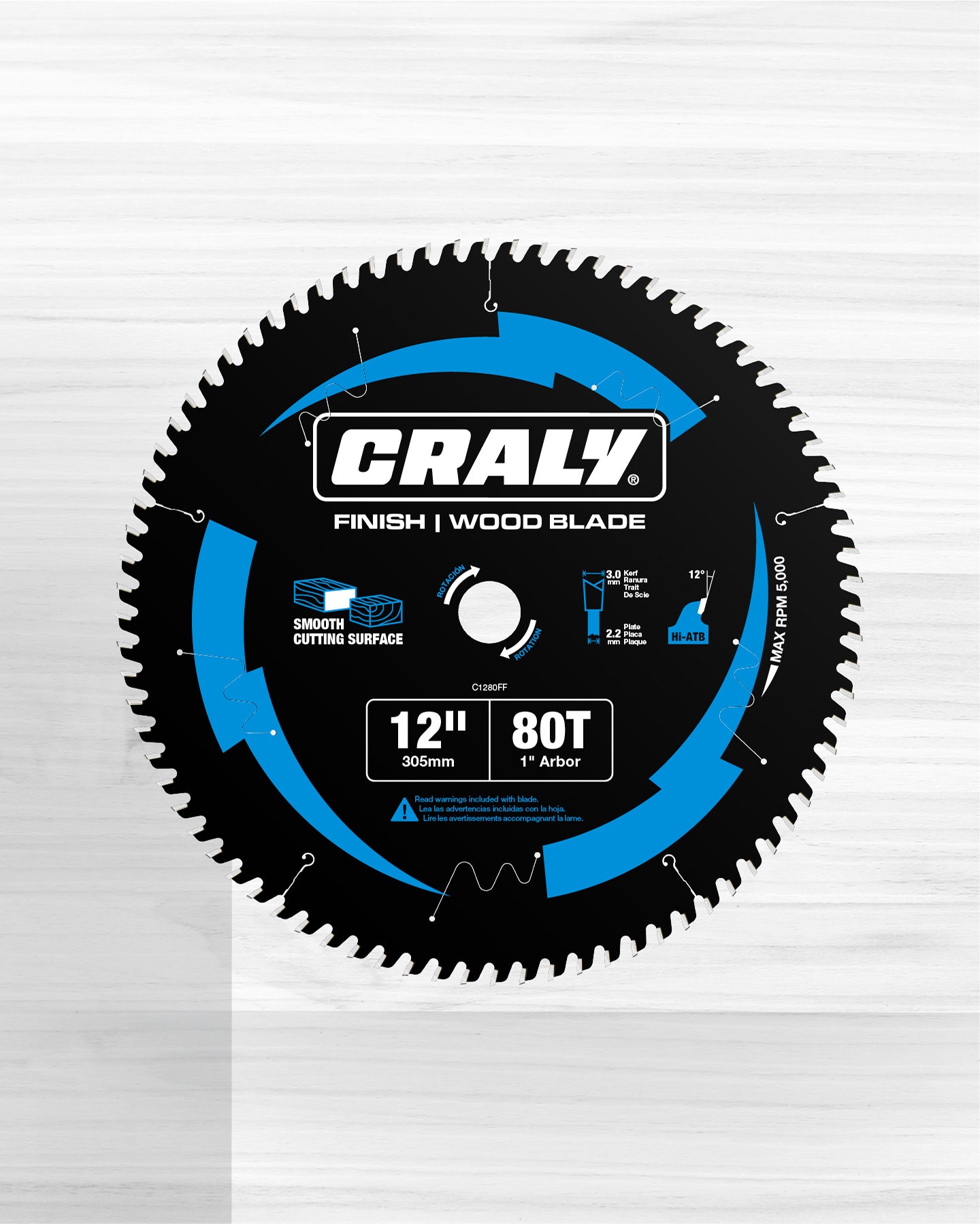 Wood — 12" 80T, Arbor 1"