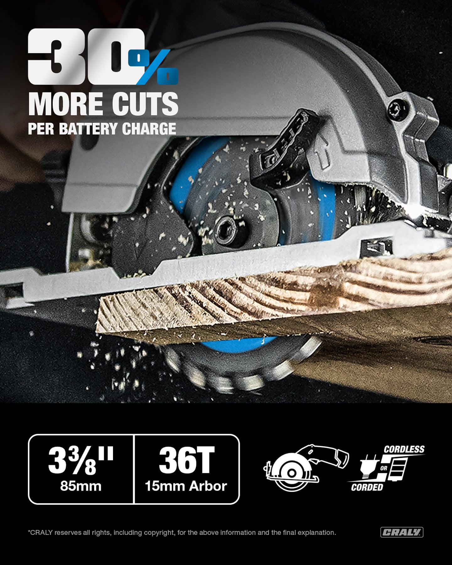 Wood — 3-3/8" 36T, Arbor 15mm