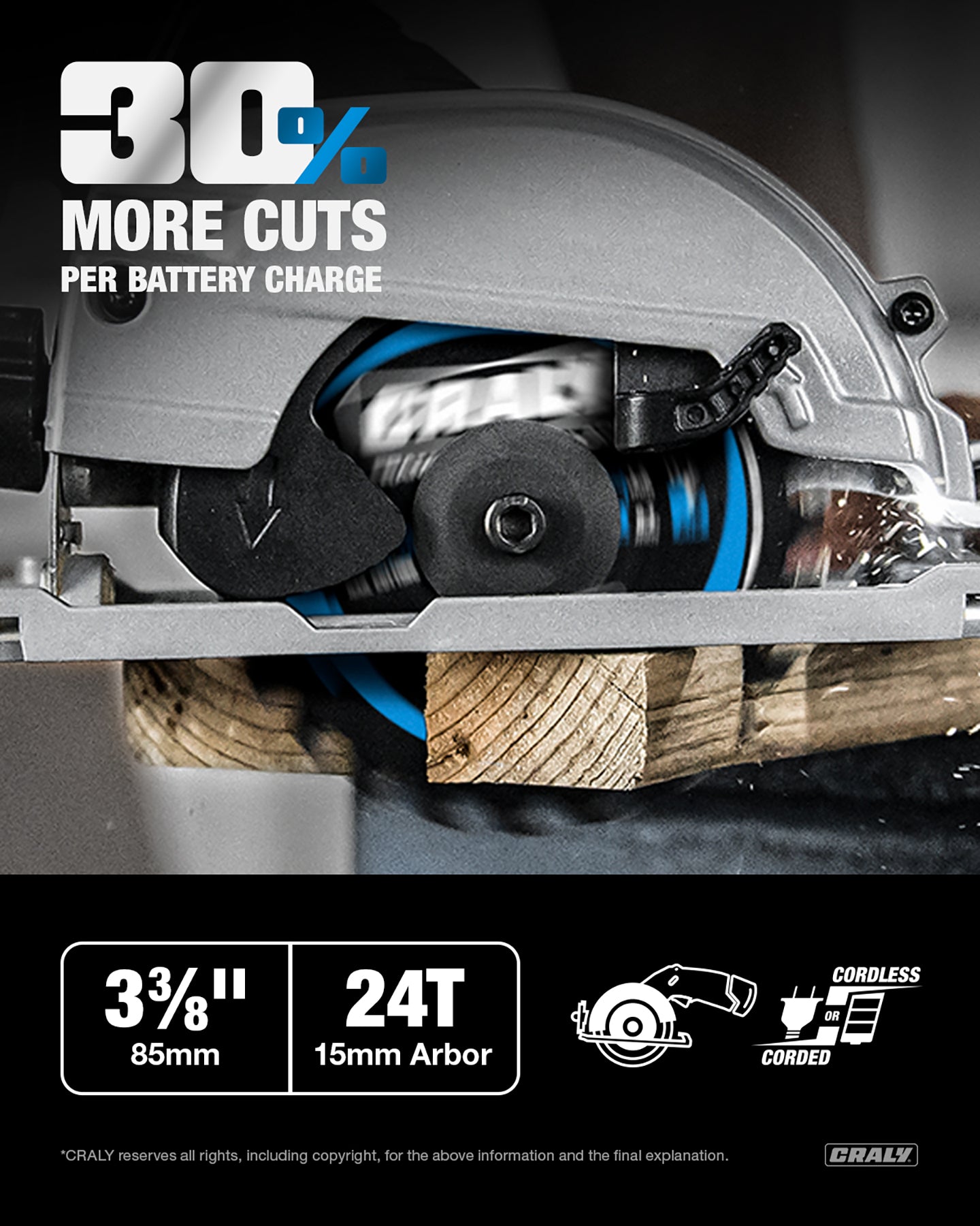 Wood — 3-3/8" 24T, Arbor 15mm