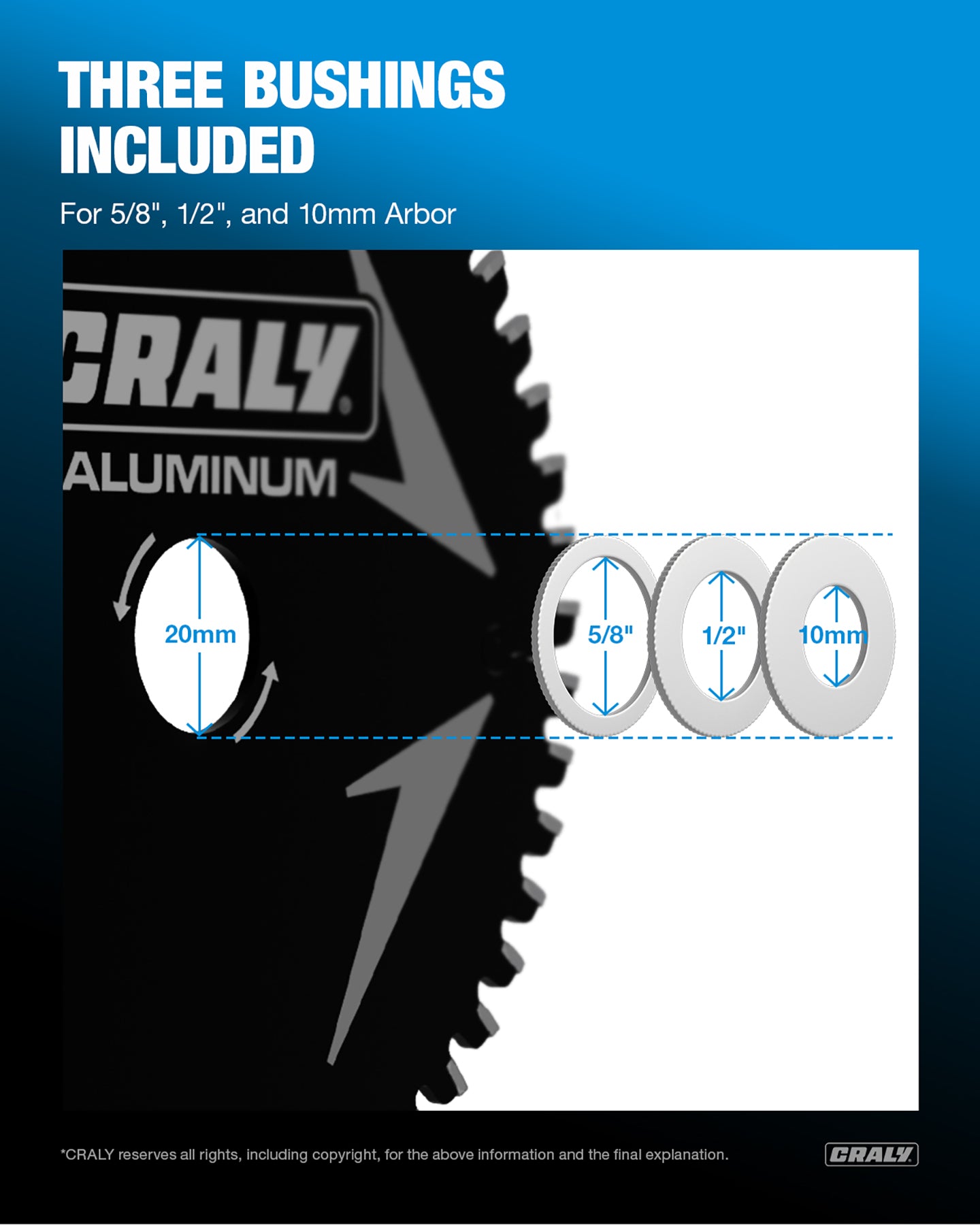 Aluminum — 5-3/8" 50T, Arbor 20mm