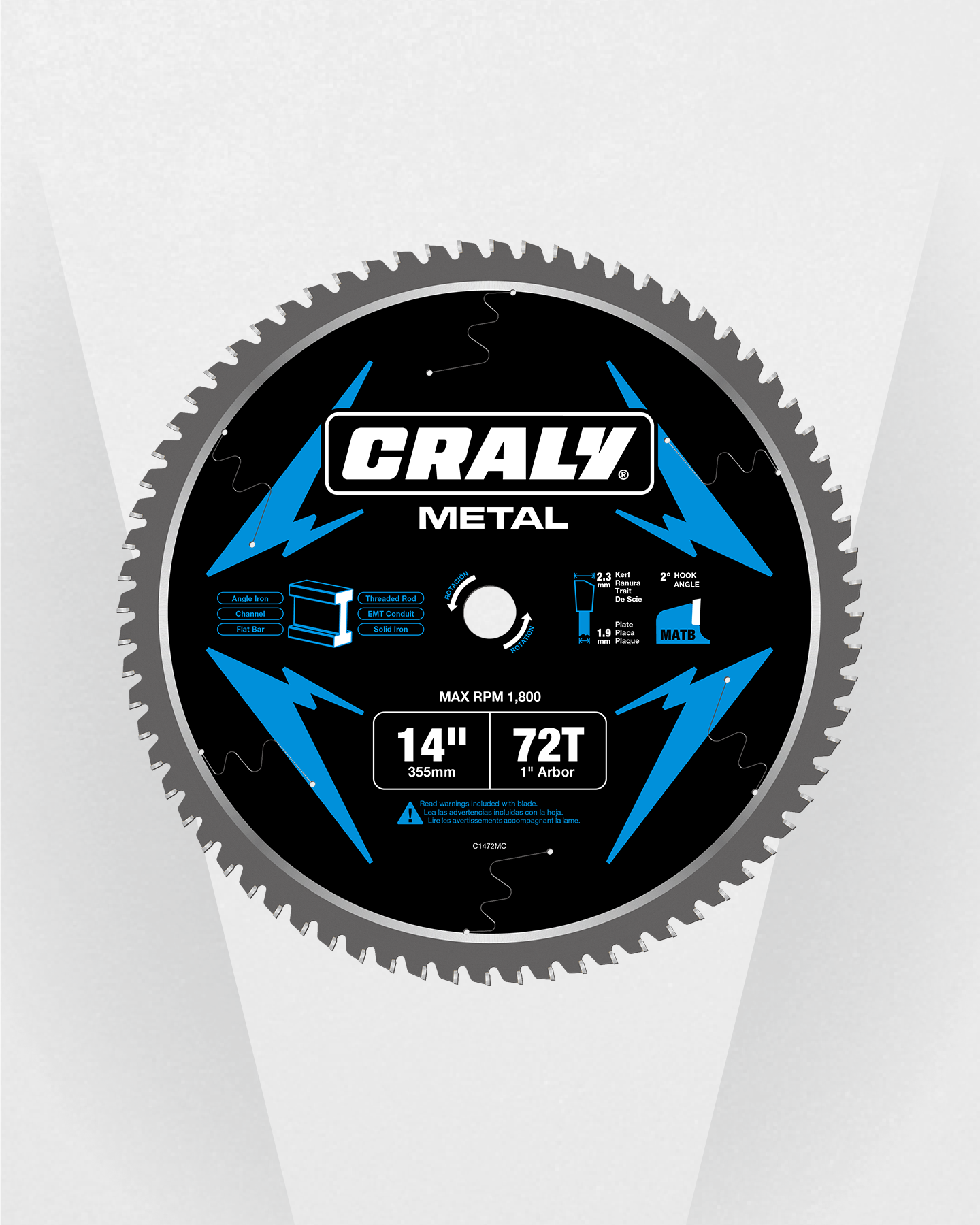 Metal — 14" 72T, Arbor 1"