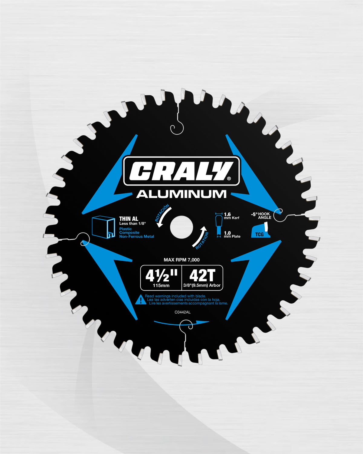 Aluminum —  4-1/2" 42T, Arbor 3/8"