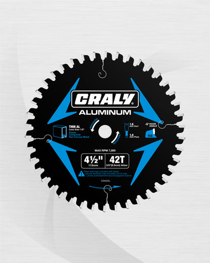 Aluminum —  4-1/2" 42T, Arbor 3/8"