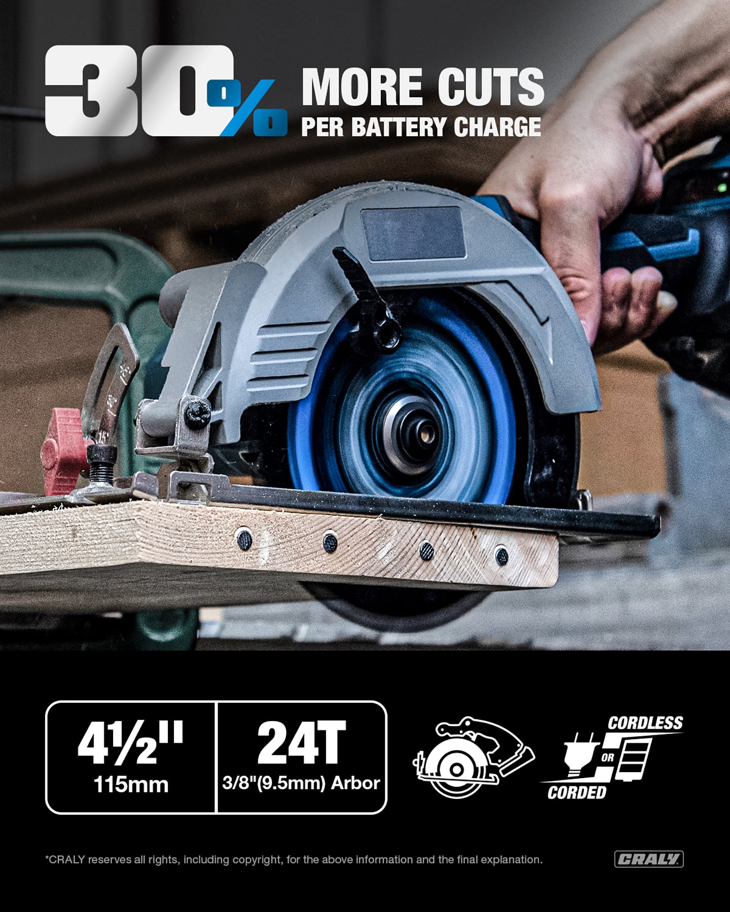 Wood — 4-1/2" 24&36T, Arbor 3/8"