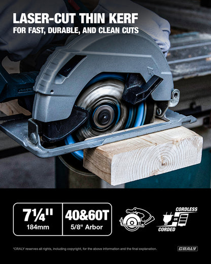 Wood — 7-1/4” 24&40T&60T, Arbor 5/8”