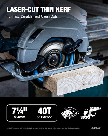 Wood — 7-1/4" 40T, Arbor 5/8"