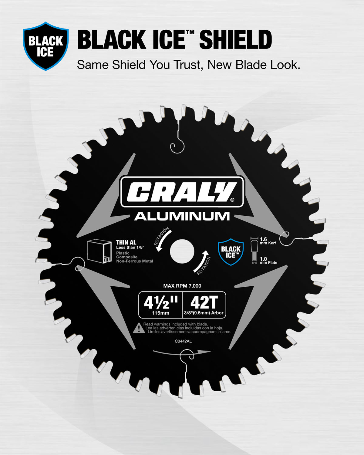 Aluminum —  4-1/2" 42T, Arbor 3/8"