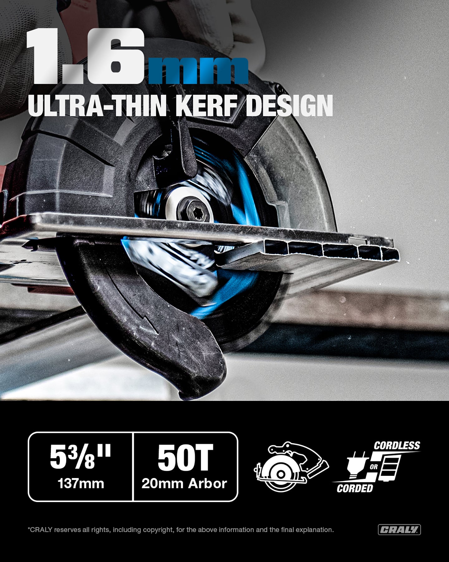 Wood — 5-3/8" 24T, Metal — 5-3/8"30T, Aluminum — 5-3/8" 50T, Arbor 20mm