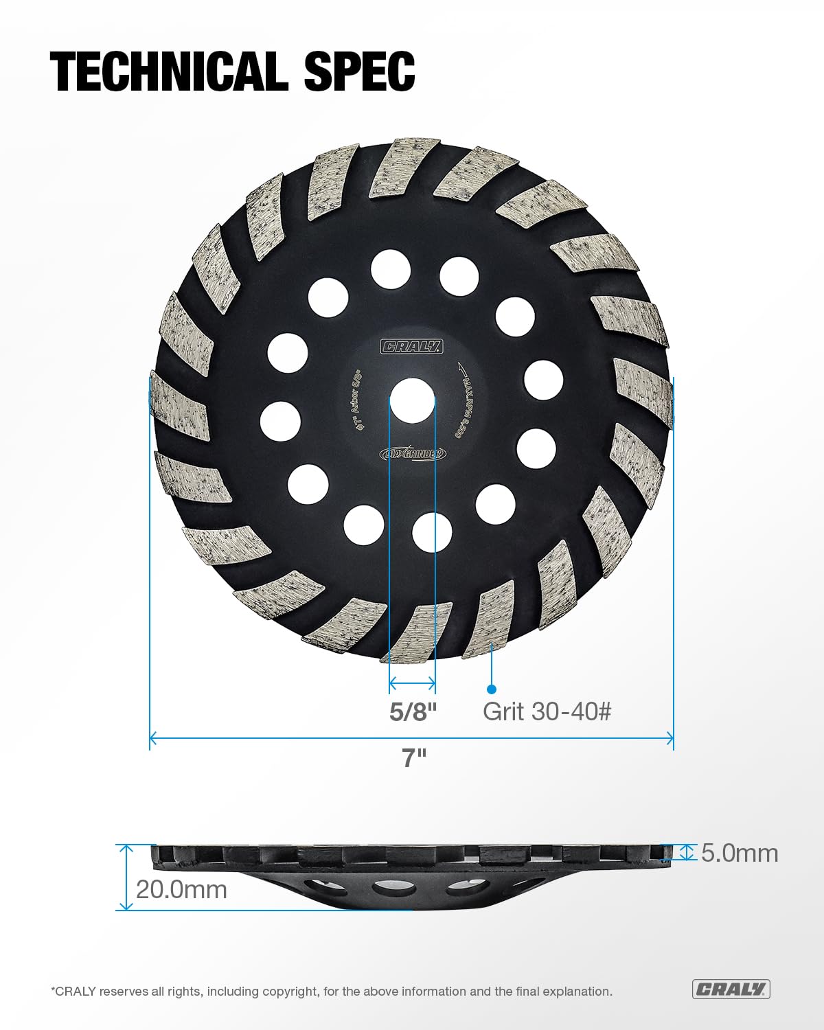 Concrete Grinding Wheel — 7", Arbor 5/8"