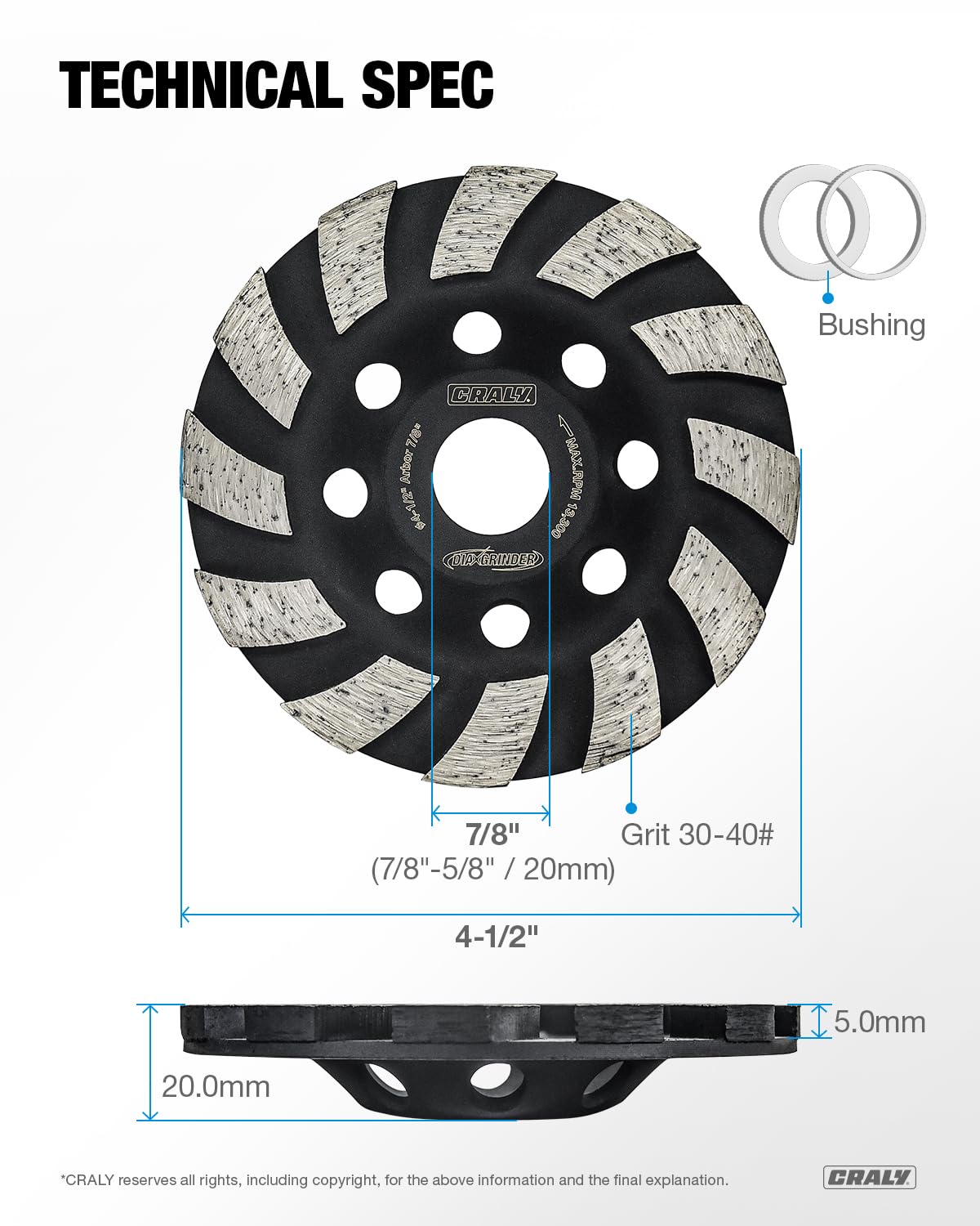 Concrete Grinding Wheel — 4-1/2", Arbor 7/8"