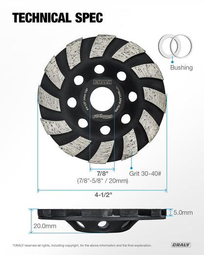 Concrete Grinding Wheel — 4-1/2", Arbor 7/8"