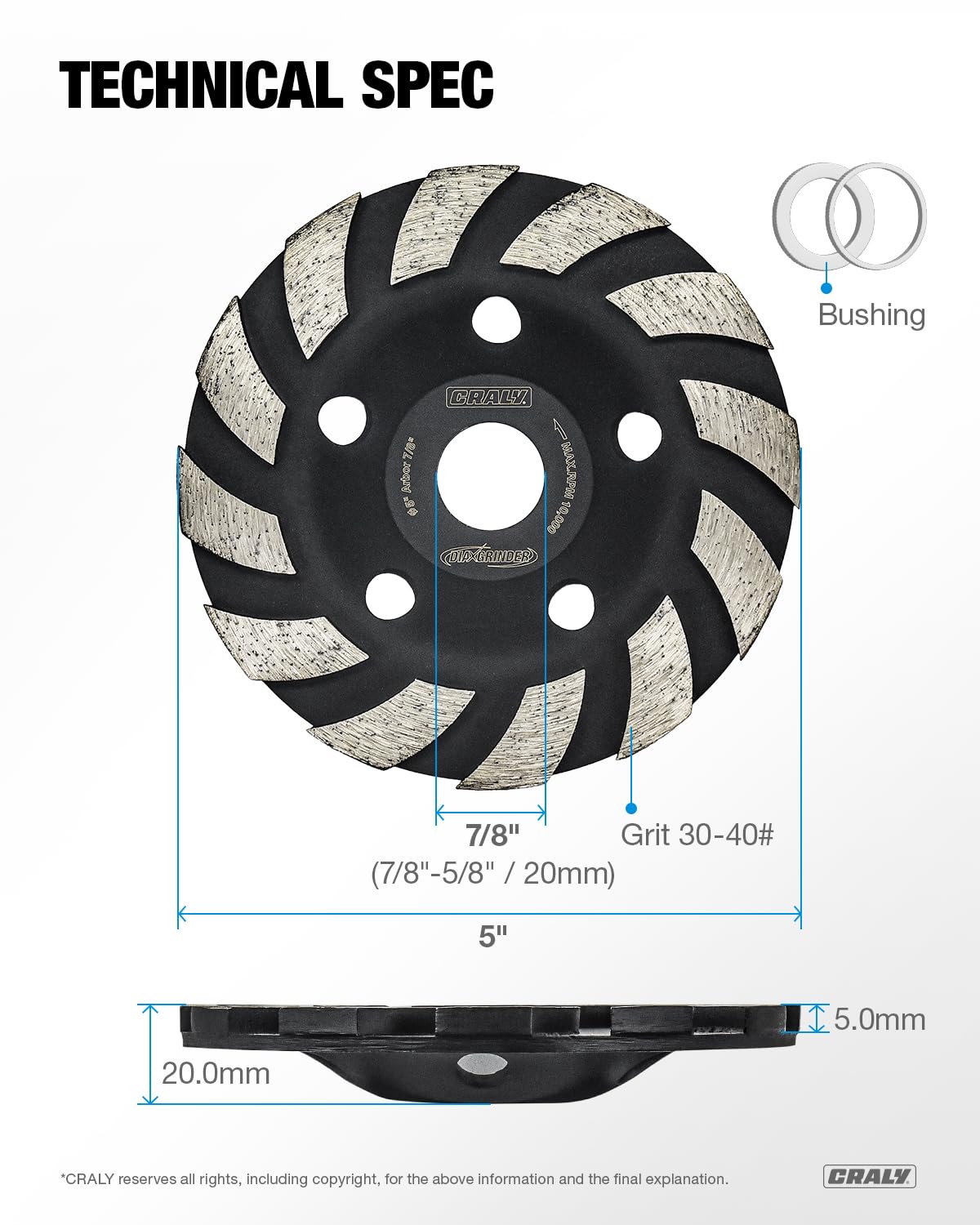 Concrete Grinding Wheel — 5", Arbor 7/8"