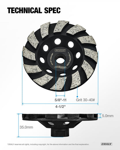 Concrete Grinding Wheel — 4-1/2", Arbor 5/8"-11