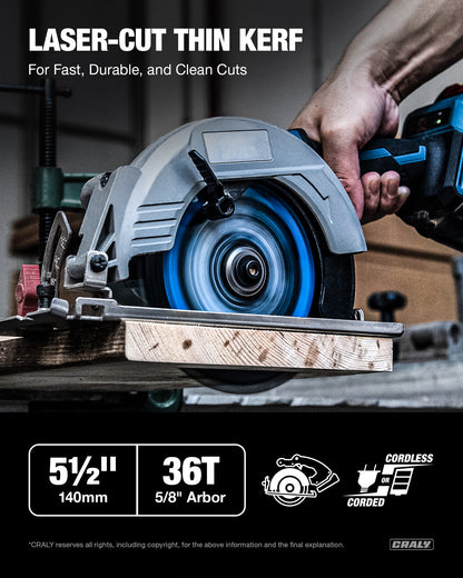 Wood — 5-1/2" 36T, Arbor 5/8"