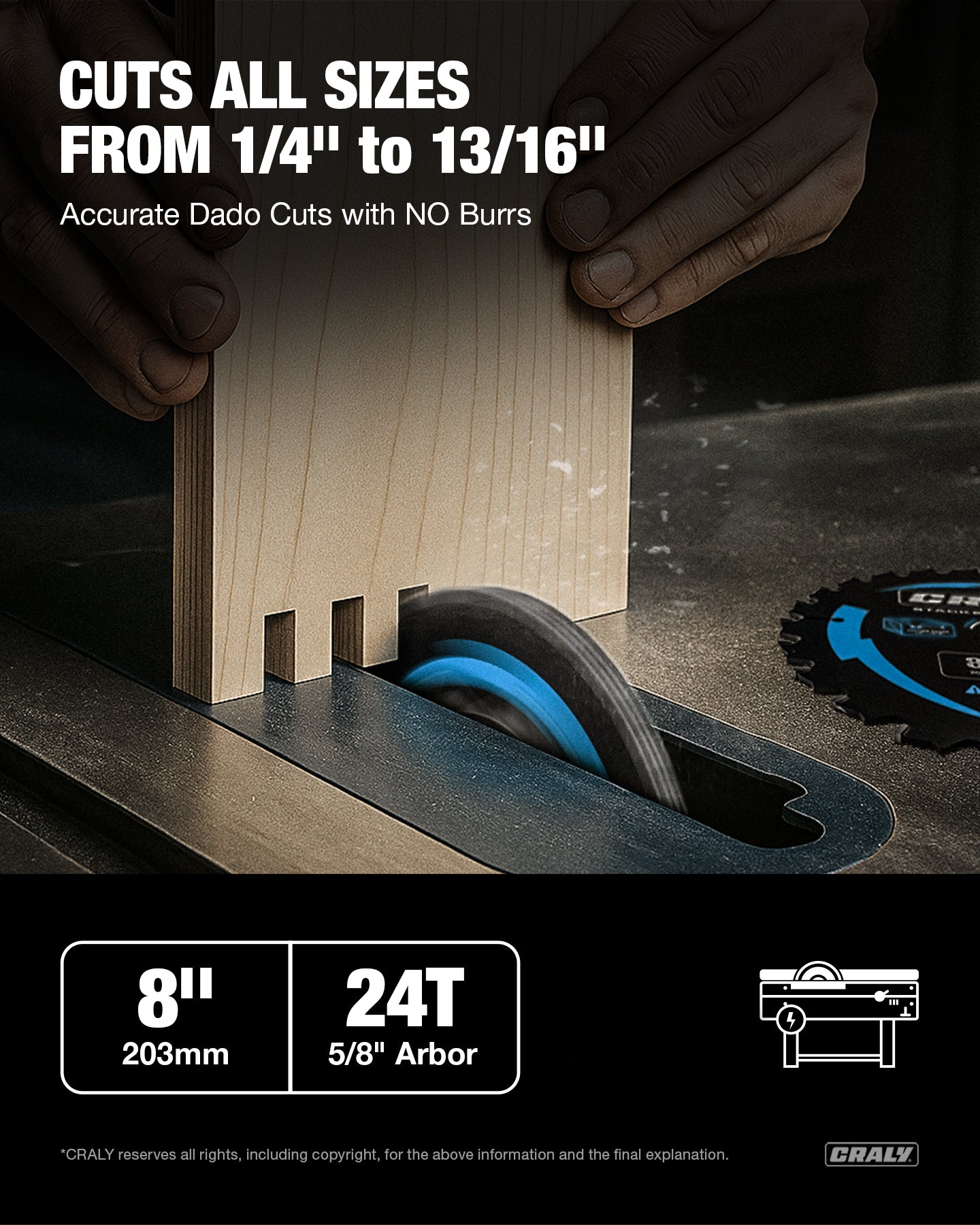 Dado —  8", 4&24T, Arbor 5/8"