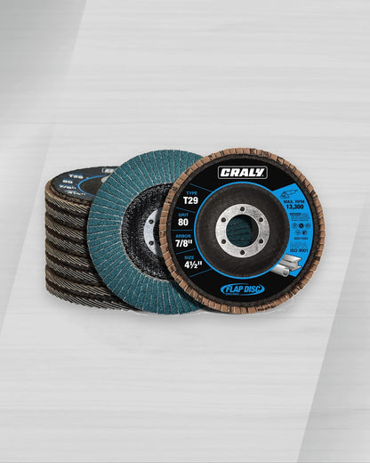 Flap Disc — 4-1/2", Arbor 7/8" 80 Grit T29, 10 PCS