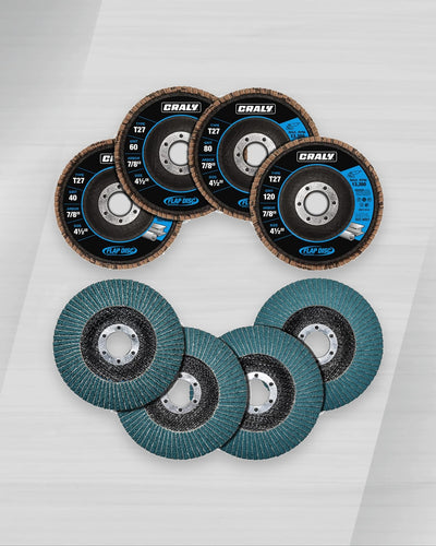 Flap Disc — 4-1/2", Arbor 7/8" 40/60/80/120 Grit T27, 20 PCS