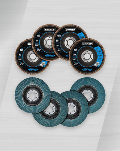 Flap Disc — 4-1/2", Arbor 7/8" 40/60/80/120 Grit T29, 20 PCS